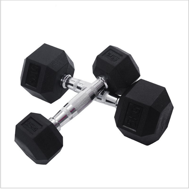 Body Building Gym Equipment Rubber Coated Hex Dumbbells 