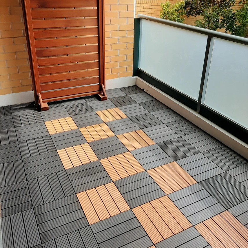 Co-extrusion Composite Wpc Decking Tiles 300x300MM wpc diy tiles interlocking decking tiles for outdoor patio